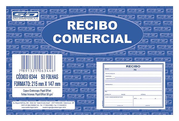 RECIBO COMERCIAL 50 FLS - SÃO DOMINGOS