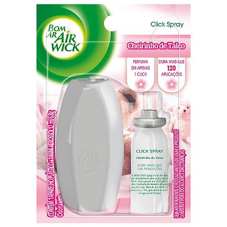 BOM AR AIR WICK CLICK SPRAY CHEIRINHO DE TALCO APARELHO + REFIL - 12ML