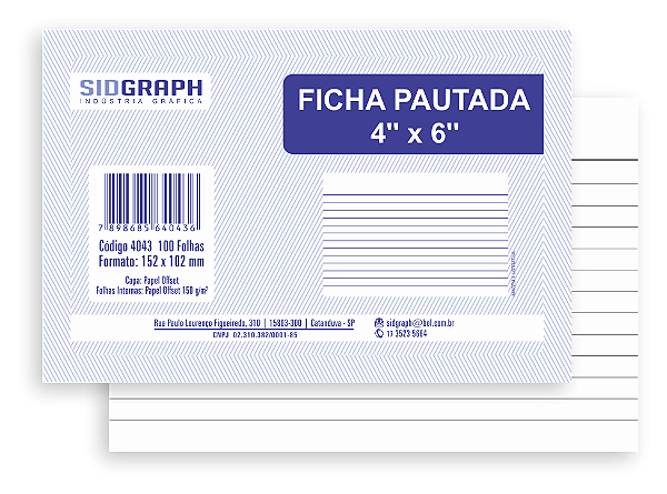 FICHA PAUTADA 4X6 C/100 UNIDADES - SIDGRAPH