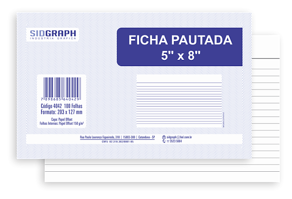 FICHA PAUTADA 5X8 C/100 UNIDADES - SIDGRAPH
