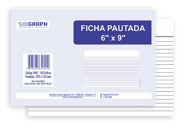 FICHA PAUTADA 6X9 C/100 UNIDADES - SIDGRAPH