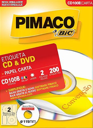 ETIQUETA CARTA CD100B CD & DVD 100 FOLHAS - PIMACO