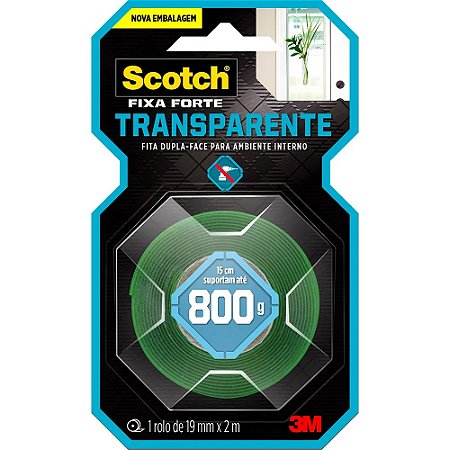 FITA DUPLA FACE SCOTCH FIXA FORTE TRANSPARENTE 19MMX2M - 3M