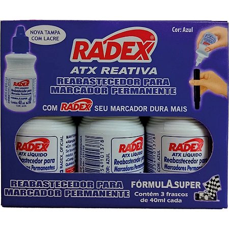 TINTA REABASTECEDORA ATX 40ML AZUL C/3 UNIDADES - RADEX