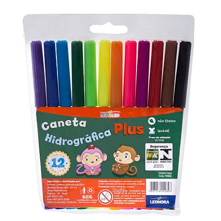 CANETA HIDROGRÁFICA PLUS 12 CORES - LEO&LEO