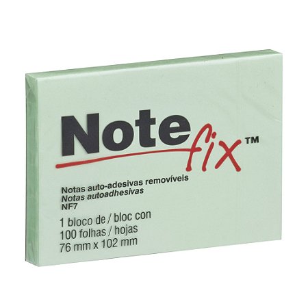 BLOCO ADESIVO NOTEFIX NF7 76MMX102MM VERDE 100 FLS - 3M