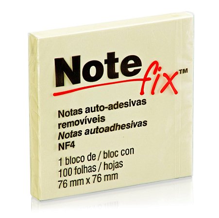 BLOCO ADESIVO NOTEFIX NF4 76MMX76MM AMARELO 100 FLS - 3M