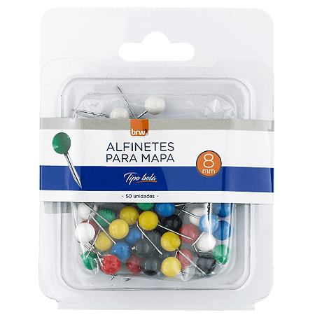 ALFINETE PARA MAPA 8MM BOLA C/50 UNIDADES - BRW