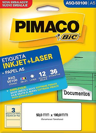 ETIQUETA A5Q-50100 12 FOLHAS - PIMACO