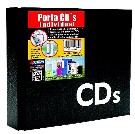 PORTA CD INDIVIDUAL PRETO C/20 REFIS - CHIES
