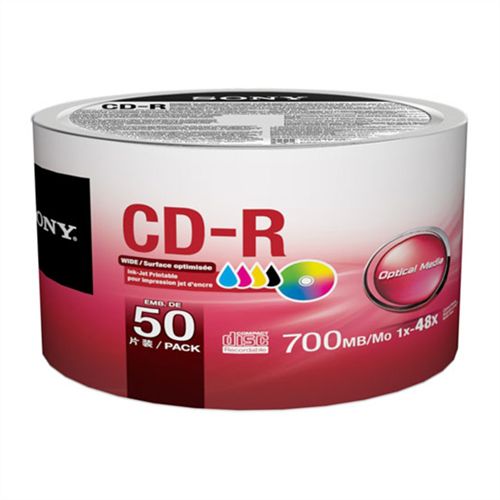 CD-R GRAVÁVEL 700MB PRINTABLE PACK C/50 UNIDADES - SONY