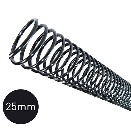 ESPIRAL PLÁSTICO 25MM PRETO C/45 UNIDADES - LASSANE