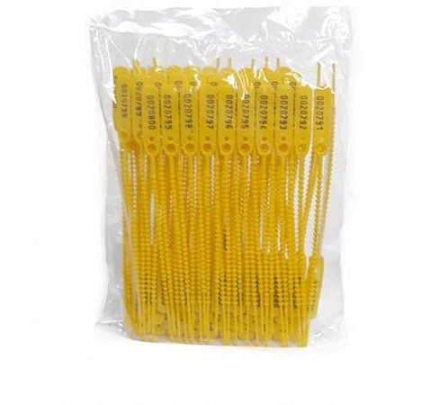 LACRE PARA MALOTE AMARELO 23CM C/100 UNIDADES - LACRES BONDI