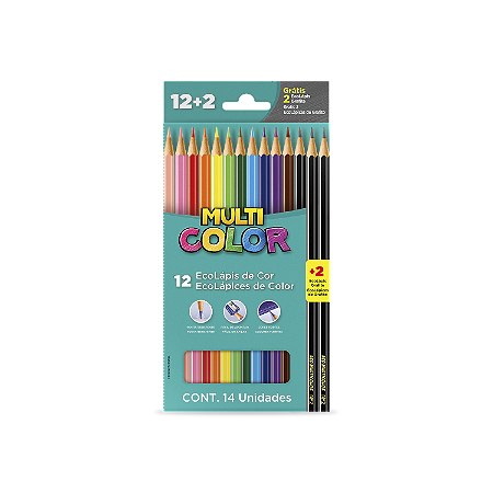 LÁPIS DE COR SUPER 12 CORES+2G - MULTICOLOR