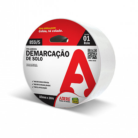 FITA ADESIVA DEMARCAÇÃO DE SOLO 50MMX30M BRANCA - ADERE