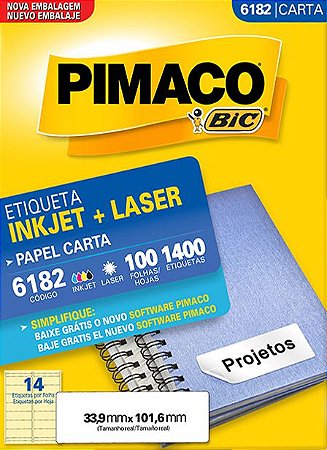 ETIQUETA CARTA 6182 100 FOLHAS - PIMACO