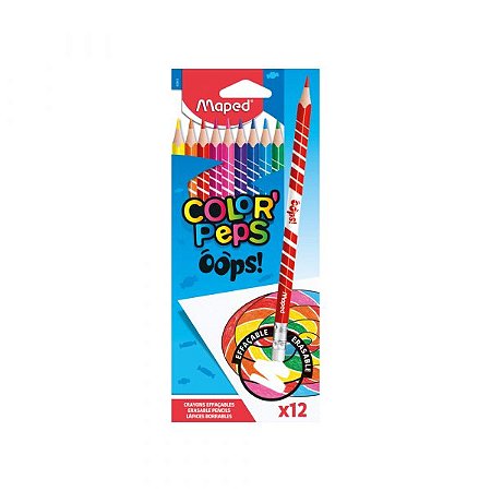 LÁPIS DE COR COLOR’PEPS OOPS APAGÁVEL 12 CORES – MAPED