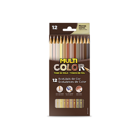 LÁPIS DE COR 12 TONS DE PELE - MULTICOLOR