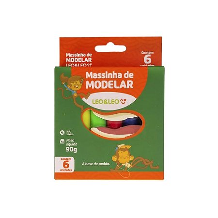 MASSINHA DE MODELAR 90G 6 CORES - LEO&LEO
