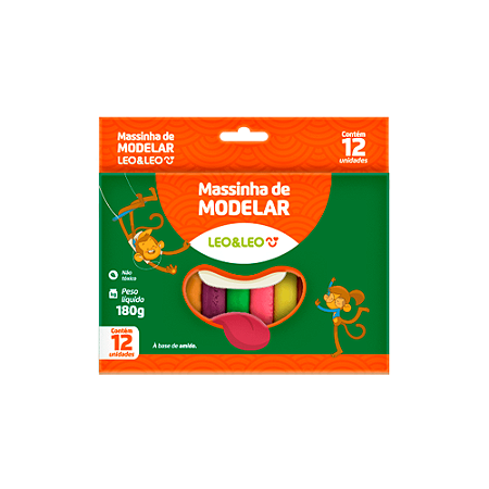 MASSINHA DE MODELAR 180G 12 CORES - LEO&LEO