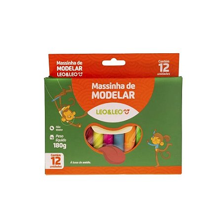 MASSINHA DE MODELAR 180G 12 CORES - LEO&LEO