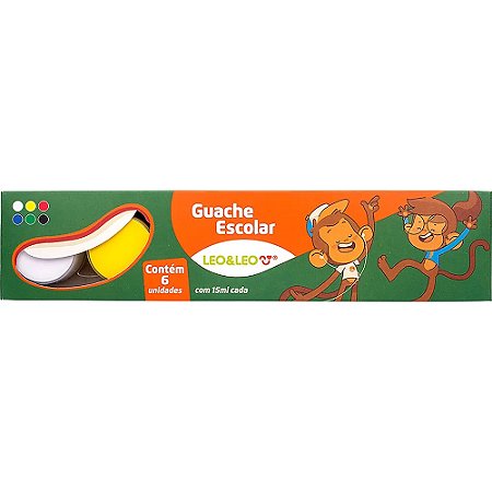 GUACHE ESCOLAR 15ML 6 CORES - LEO&LEO