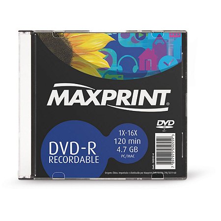 DVD-R GRAVÁVEL 4.7GB SLIM - MAXPRINT