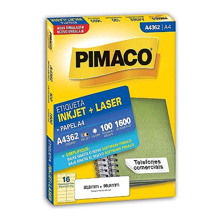 ETIQUETA A4 A4362 100 FOLHAS - PIMACO