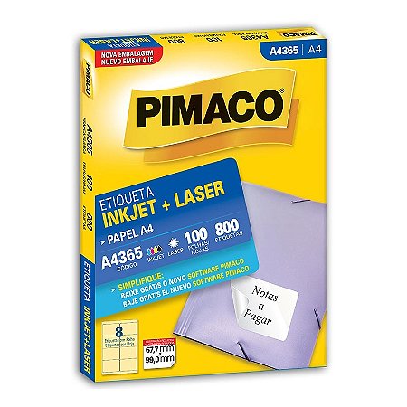 ETIQUETA A4 A4365 100 FOLHAS - PIMACO