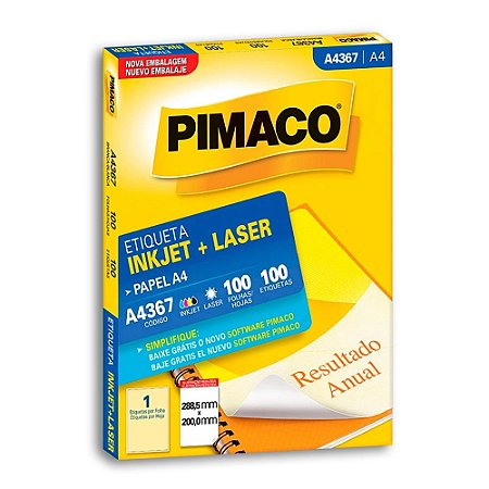 ETIQUETA A4 A4367 100 FOLHAS - PIMACO