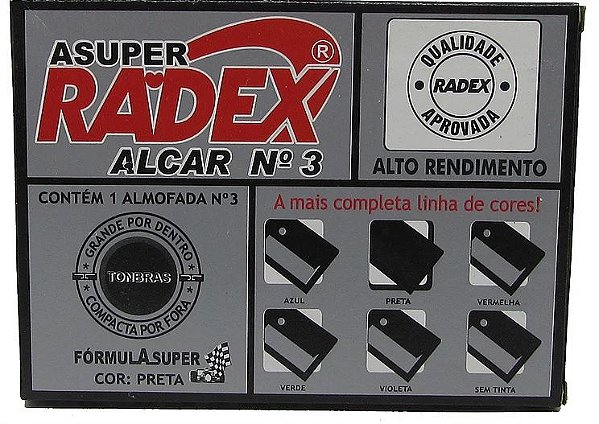 ALMOFADA PARA CARIMBO ALCAR Nº 3 PRETA - RADEX