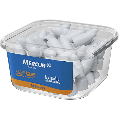 BORRACHA PONTEIRA BRANCA C/50 UNIDADES - MERCUR