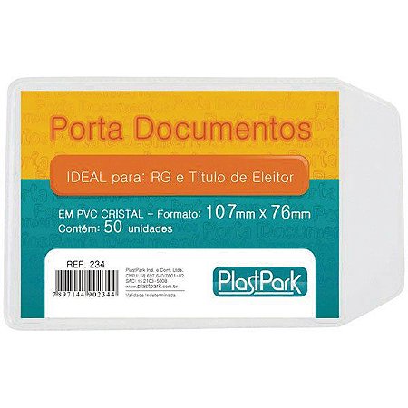 PORTA DOCUMENTOS C/ABA 81MMX110MM C/50 UNIDADES - PLASTPARK
