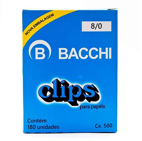 CLIPS Nº 8/0 AÇO GALVANIZADO C/180 UNIDADES - BACCHI