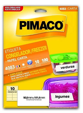 ETIQUETA CARTA 4083 CONGELADOR/FREEZER 10 FOLHAS - PIMACO