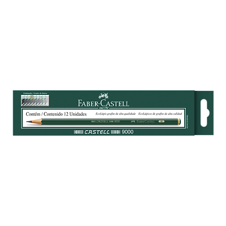 LÁPIS GRAFITE CASTELL 9000 3B SEXTAVADO C/12 UNIDADES - FABER-CASTELL