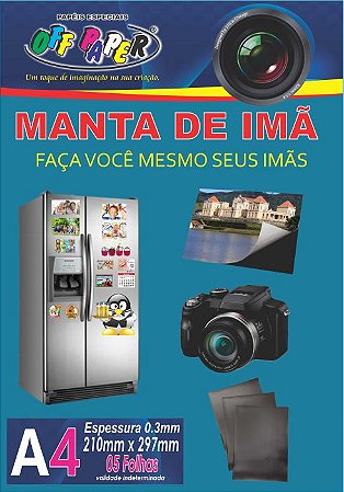 MANTA DE IMÃ SEM ADESIVO A4 C/5 UNIDADES - OFF PAPER