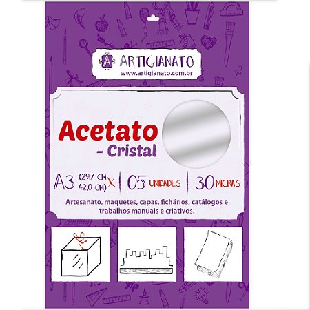 ACETATO CRISTAL A3 0.30 C/5 UNIDADES - ARTIGIANATO