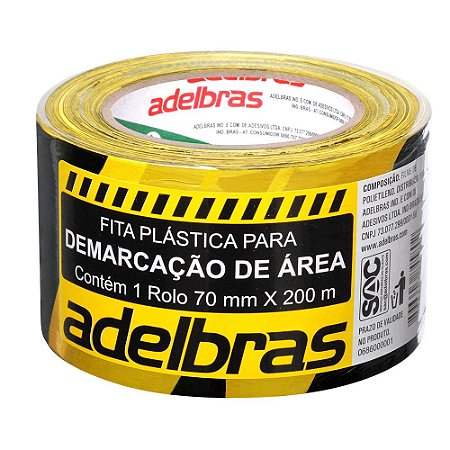 FITA PLÁSTICA PARA DEMARCAÇÃO DE ÁREA 70MMX200M ZEBRADA - ADELBRAS