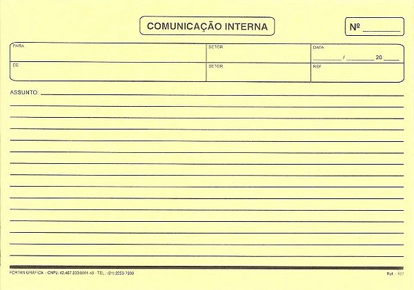 COMUNICAÇÃO INTERNA AMARELA C/50 FLS - FORTAN
