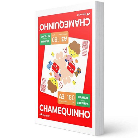PAPEL CHAMEQUINHO A3 180G BRANCO - 50 FLS