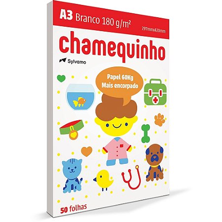 PAPEL CHAMEQUINHO A3 180G BRANCO - 50 FLS