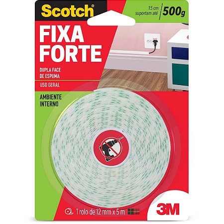 FITA DUPLA FACE SCOTCH FIXA FORTE ESPUMA 12MMX5M - 3M