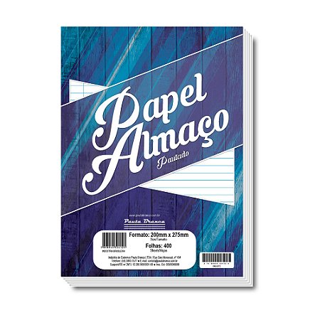 PAPEL ALMAÇO PAUTADO C/400 FLS - PAUTA BRANCA