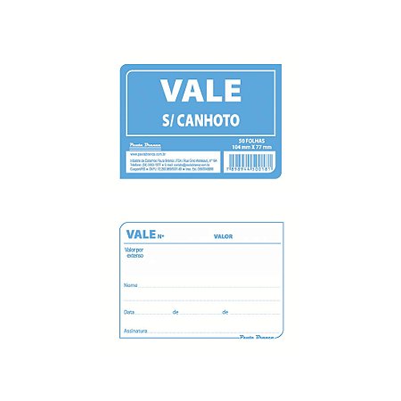 VALE SEM CANHOTO 50 FLS - PAUTA BRANCA