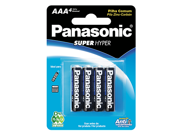 PILHA COMUM AAA PALITO C/4 UNIDADES - PANASONIC