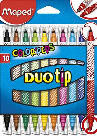 CANETA HIDROGRÁFICA COLOR'PEPS DUO TIP 10 CORES - MAPED