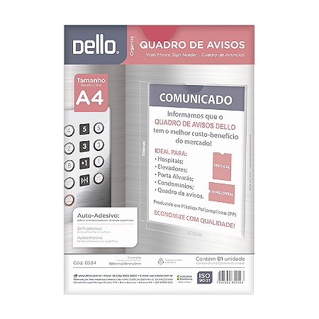 QUADRO DE AVISOS A4 0534 CRISTAL - DELLO