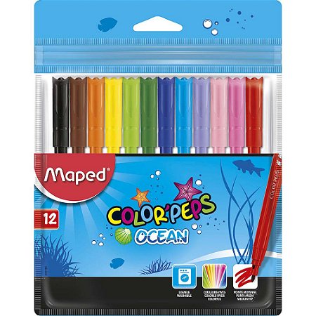 CANETA HIDROGRÁFICA COLOR'PEPS OCEAN 12 CORES - MAPED