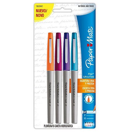 CANETA HIDROGRÁFICA FLAIR UF 1833942 C/4 CORES - PAPER MATE